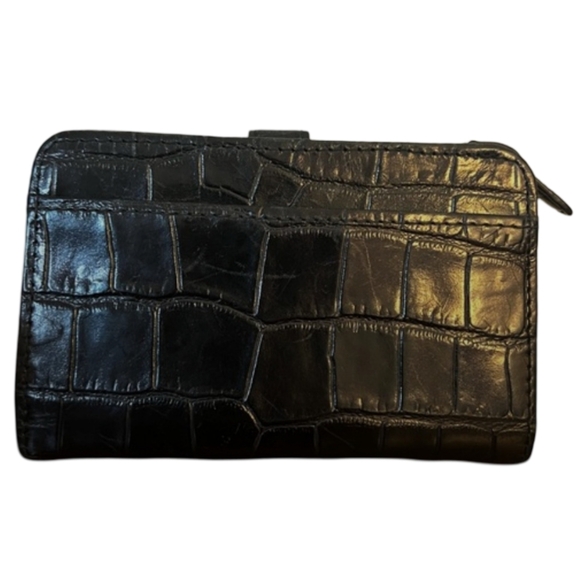 Brighton Black Croc-Embossed Women's Wallet - Picture 2 of 11